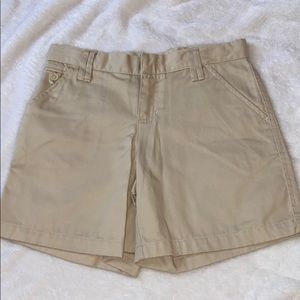 Girls adjustable waist khaki shorts